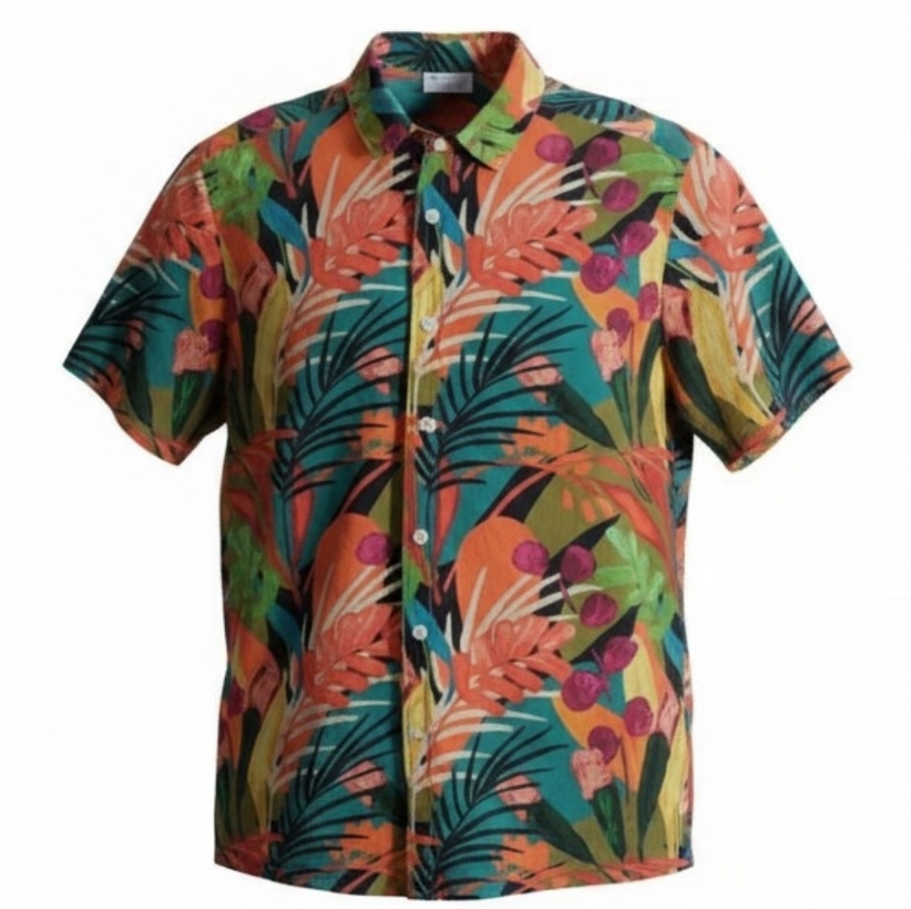 ASOS Design men's tropical floral button down shirt XS short sleeve vacation